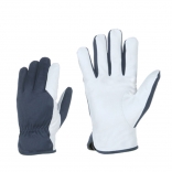 No.16. smooth goatskin gloves, black with white palm size 10