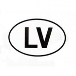Наклейка LV белая, небольшого размера. Латвия.