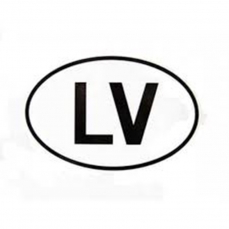 Наклейка LV белая, большая. Латвия.
