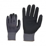 Gray nylon gloves with latex palm 9.size.