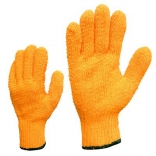 Nr.13. megztos pirštinės, oranžinės spalvos su PVC tinkleliu, 10 dydis